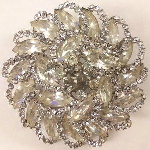 Large Vintage Mid-Century Rhinestone Brooch by Weiss Costume Jewelry